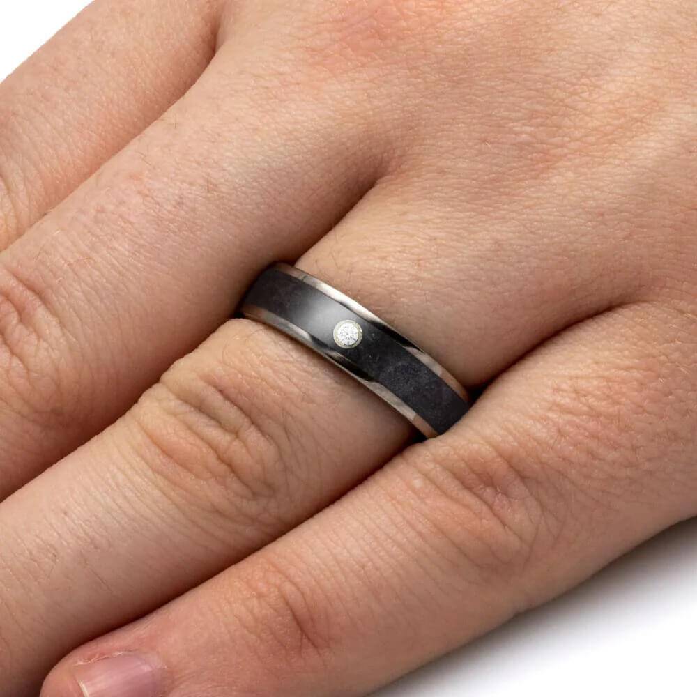 Moissanite Ring in Titanium