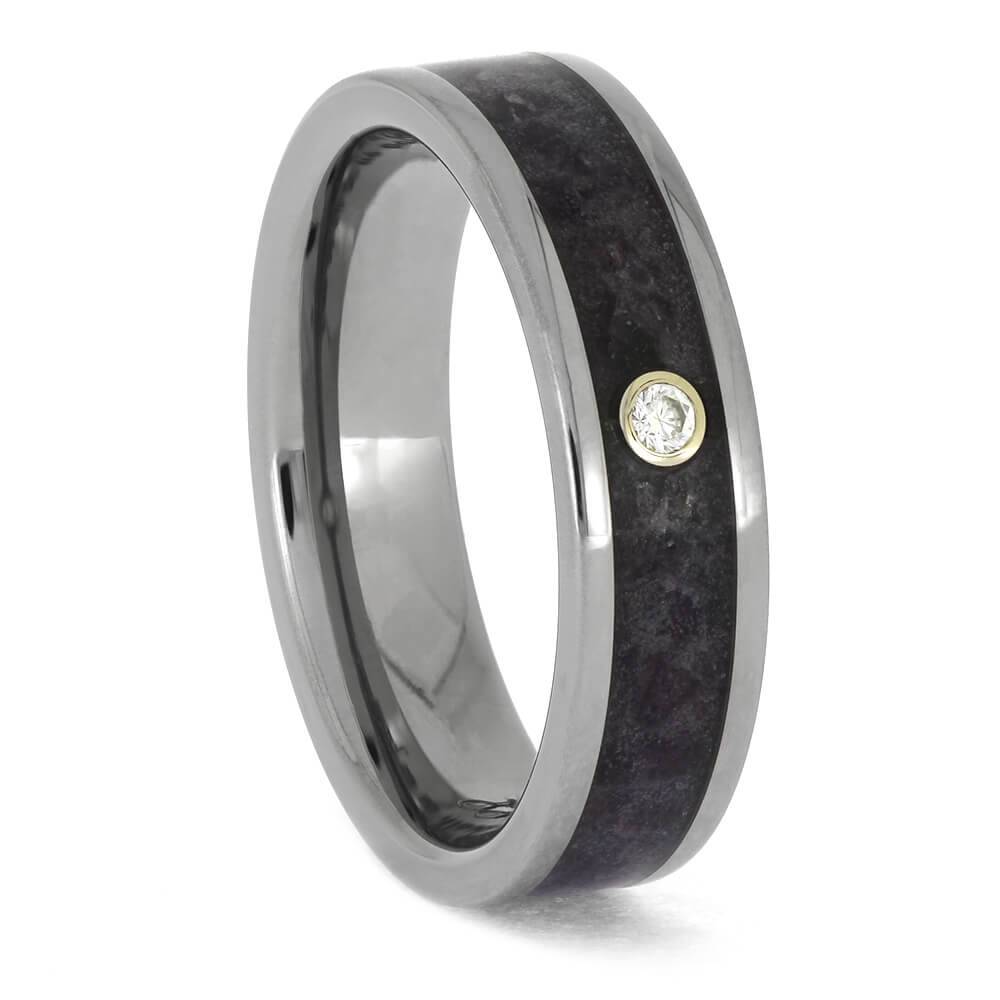 Moissanite and Amethyst Wedding Band