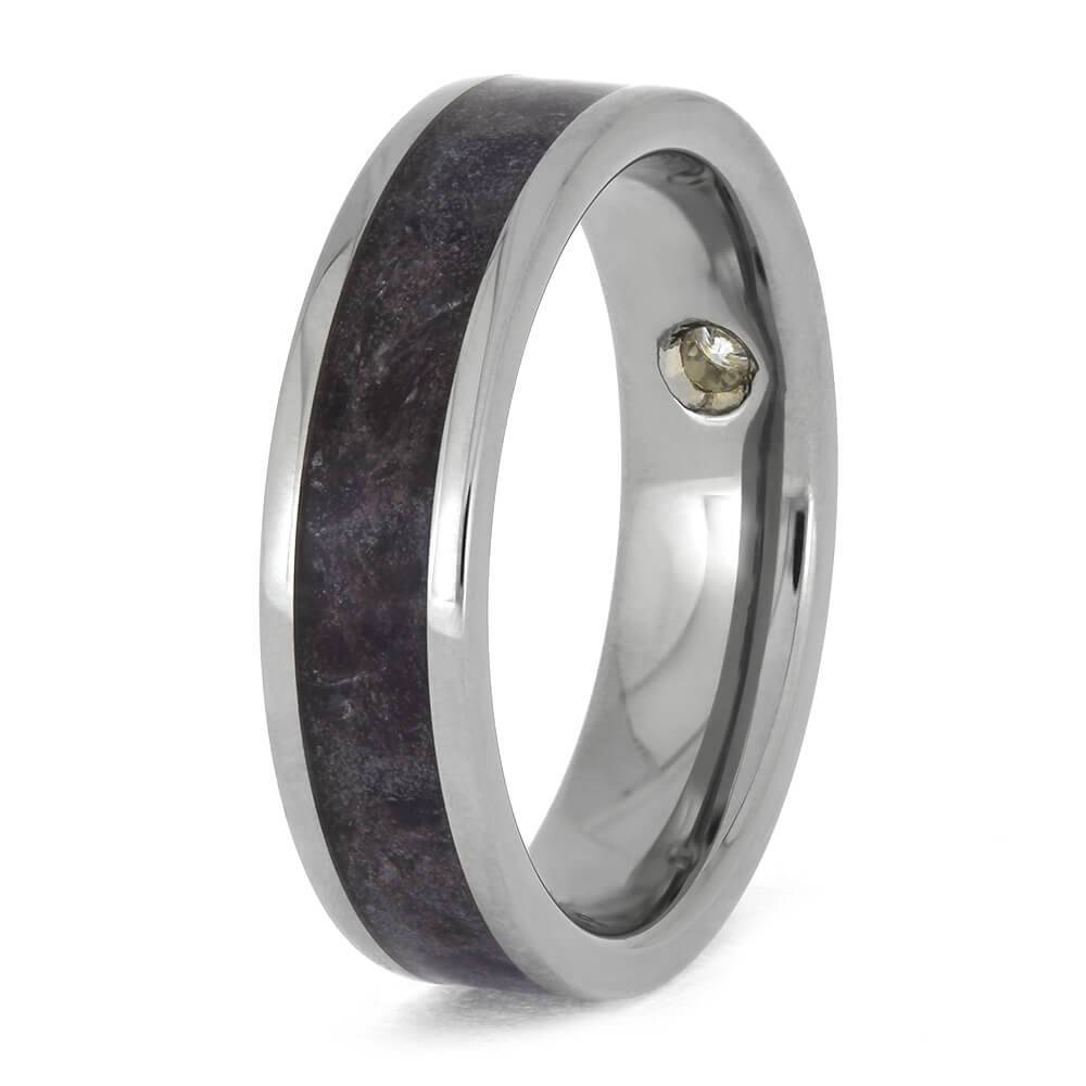 Amethyst and Moissanite Wedding Band