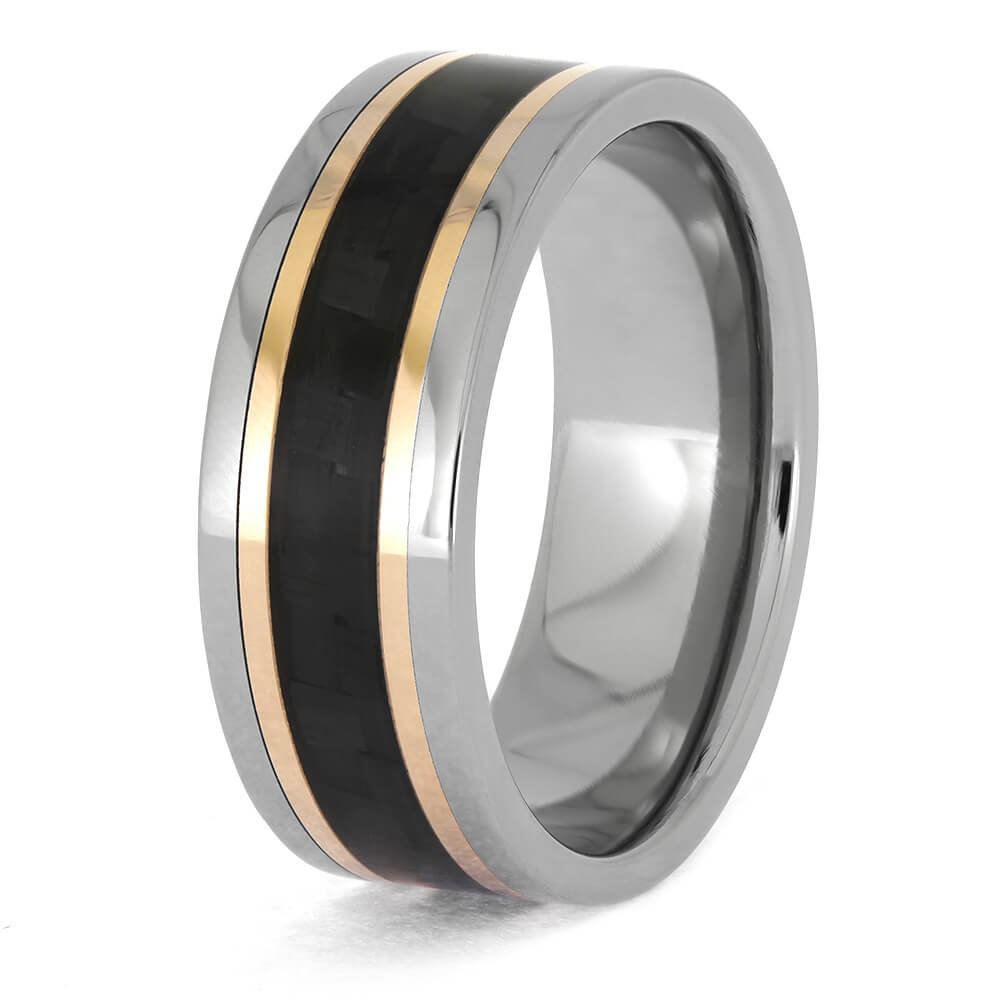 Titanium and Carbon Fiber Ring with Gold