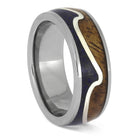 Wavy Wedding Band with Koa Wood and Lapis