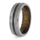 Men's Ring with Meteorite and Wood Sleeve