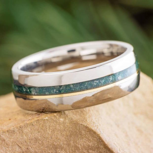 Emerald Birthstone Wedding Band for Men
