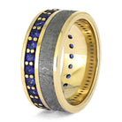 Colorful Meteorite Wedding Band with Sapphires