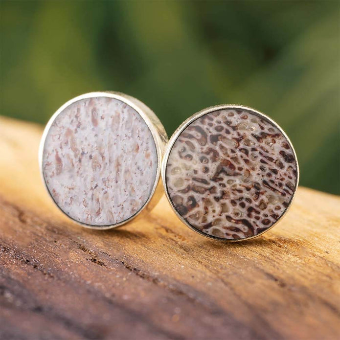 Deer Antler Stud Earrings in Sterling Silver