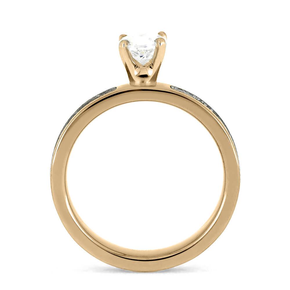 Meteorite and Rose Gold Engagement Ring