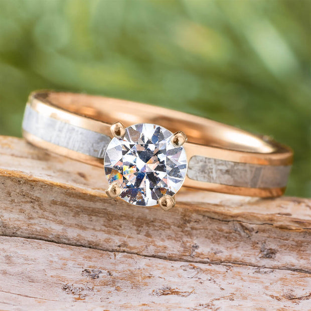 Meteorite Solitaire Engagement Ring
