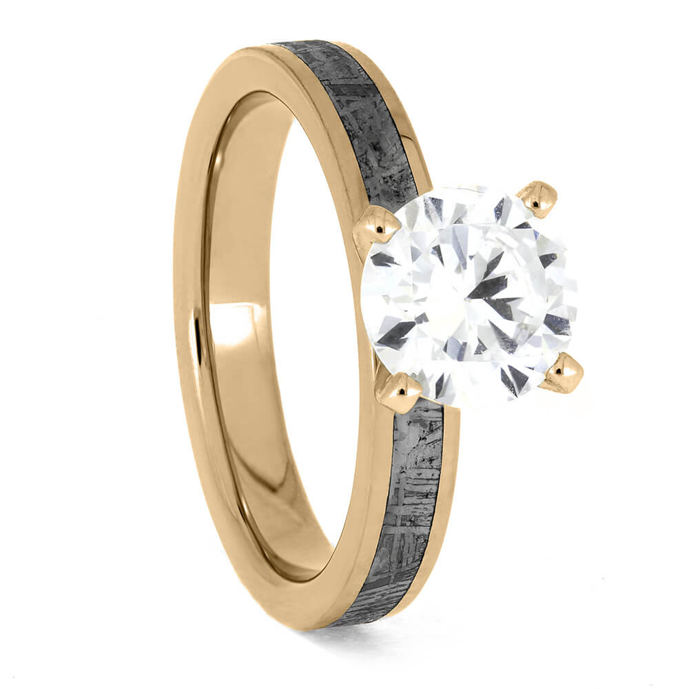 Meteorite Engagement Ring in Rose Gold
