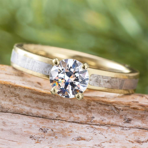 Meteorite Solitaire Engagement Ring