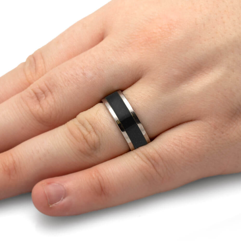 Black Sand Ring for Men in Titanium