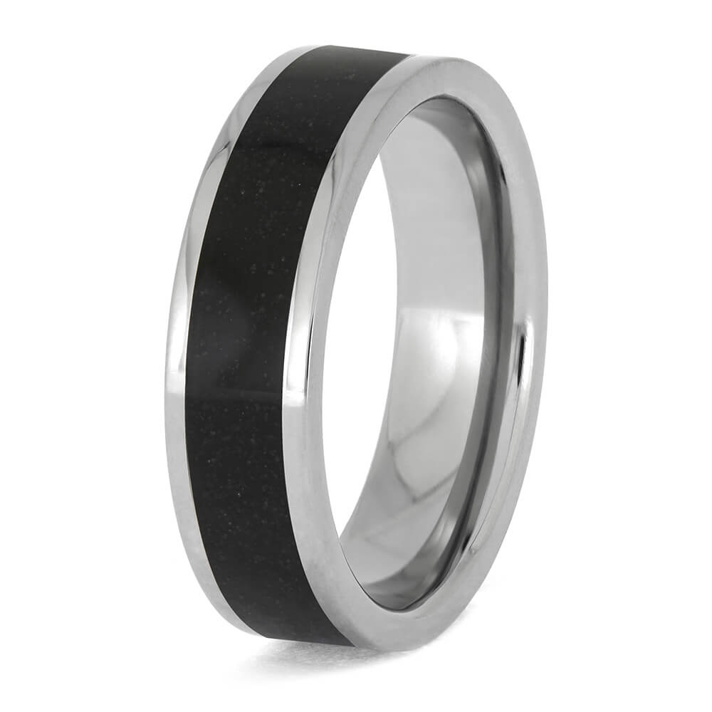 Titanium Ring with Black Sand