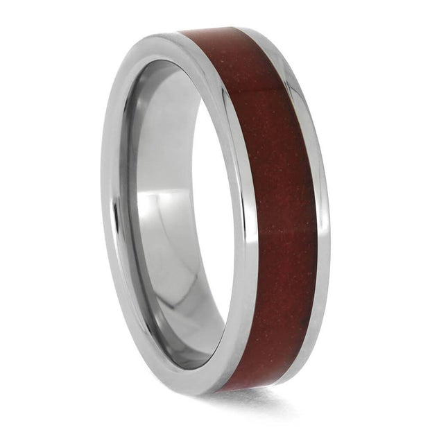 Polished red sand titanium wedding ring
