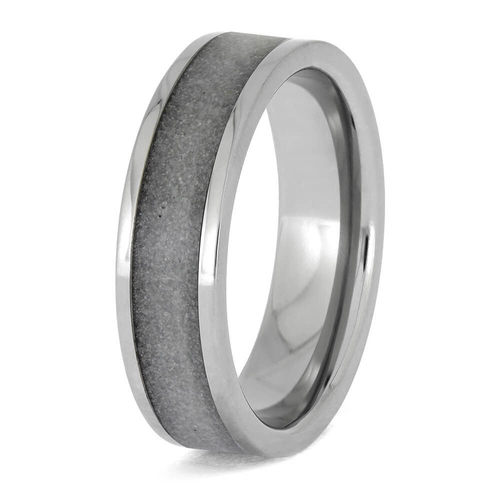 Titanium Wedding Band with White Sand Inlay