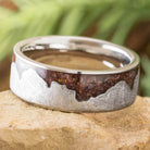 Wavy Mountain Ring with Meteorite