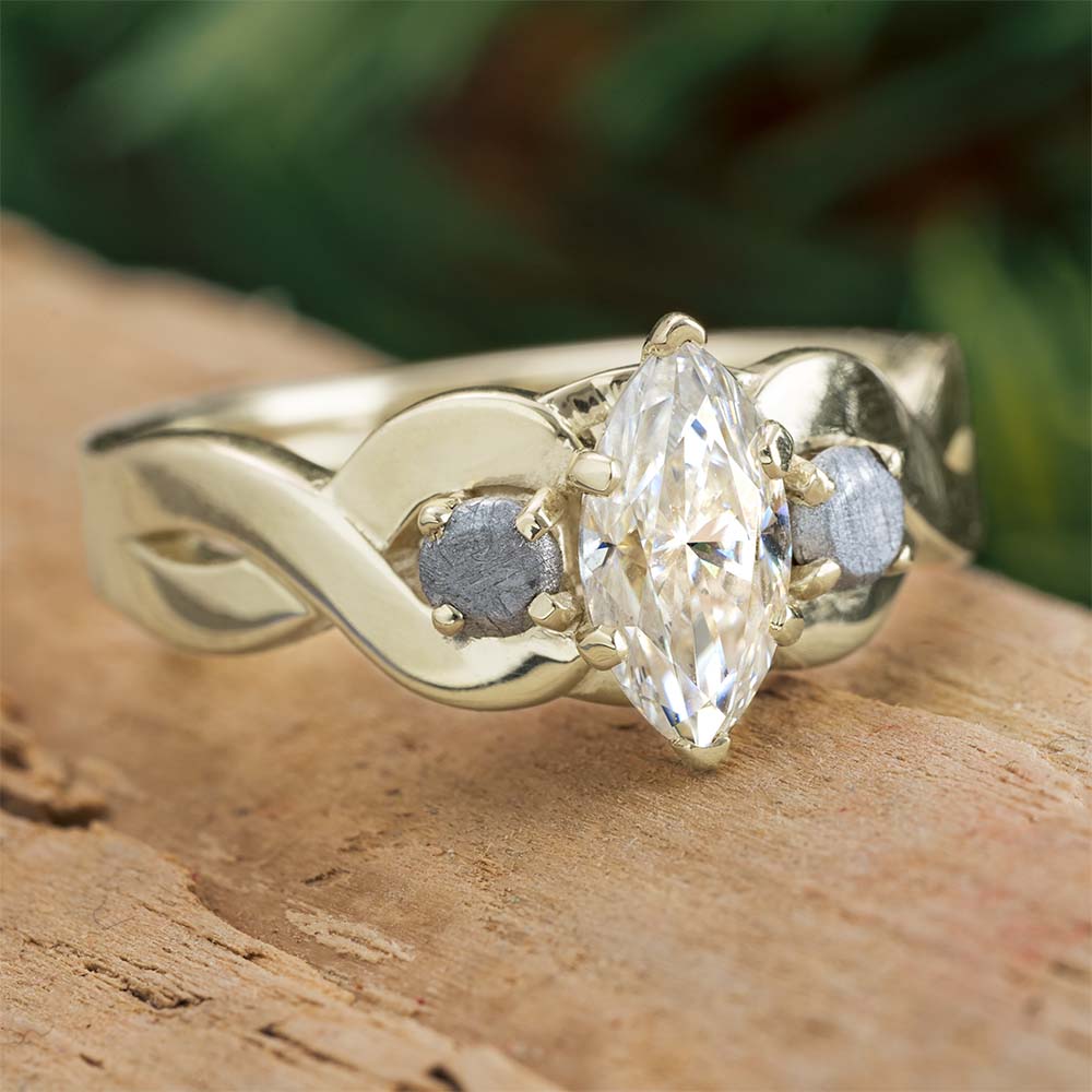 White Gold Meteorite Engagement Ring