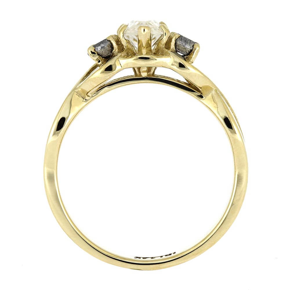 Three Stone Meteorite Ring in Gold