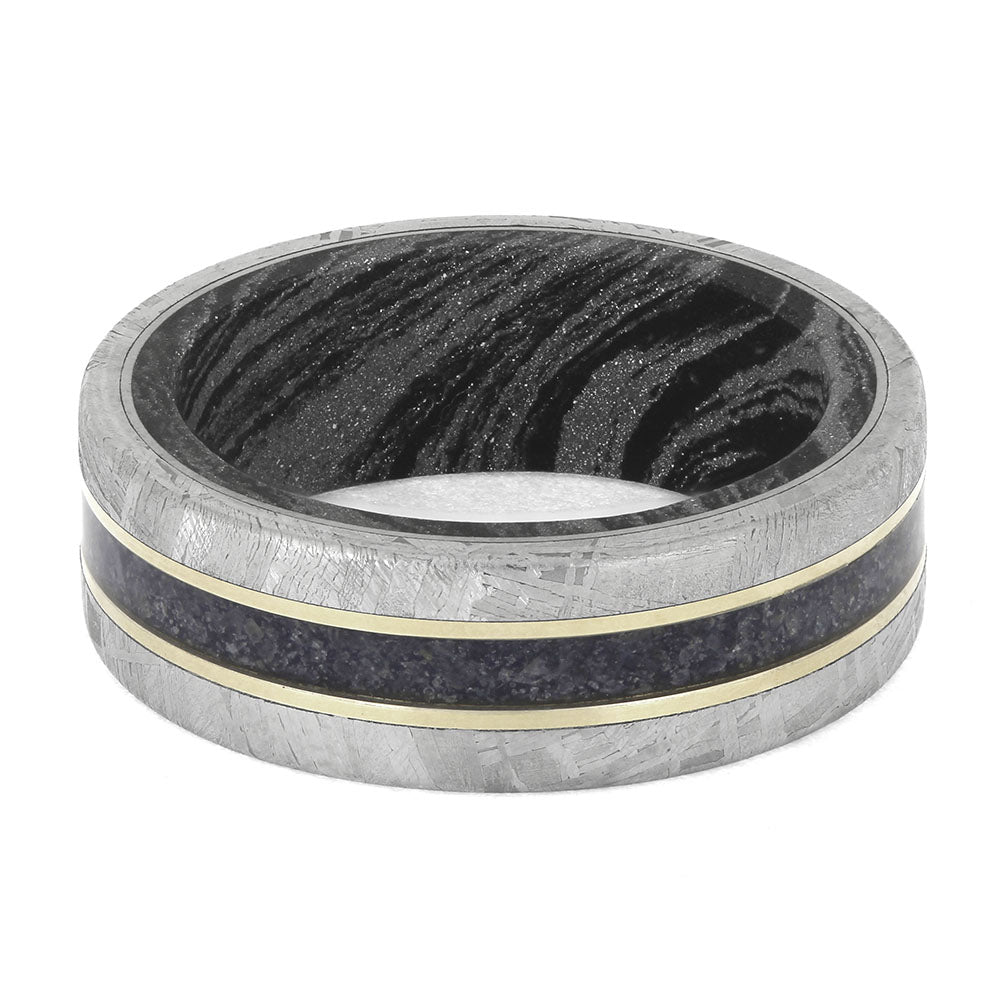 Mokume and White Gold Ring with Sapphire