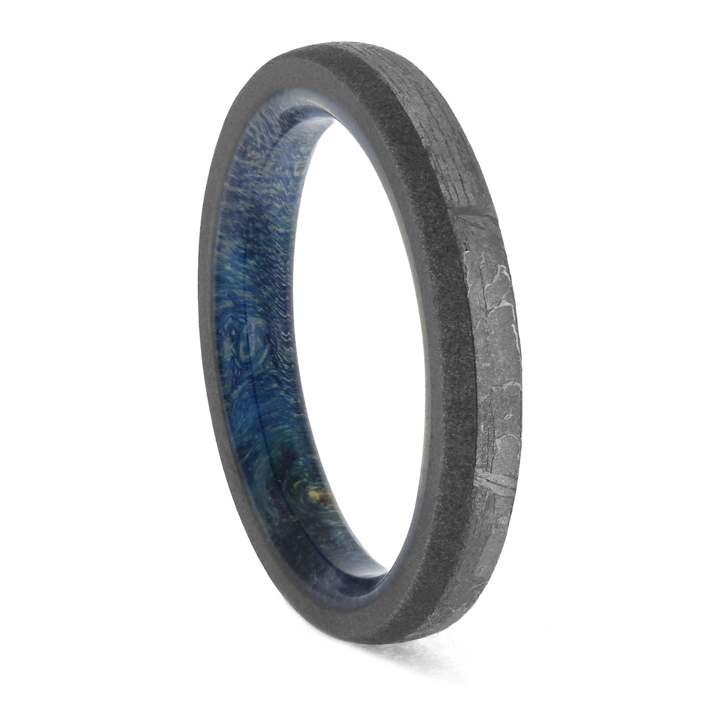 Titanium Wedding Band with Meteorite