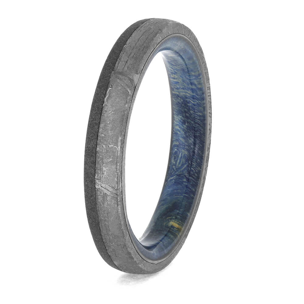 Titanium and Meteorite Ring for Women