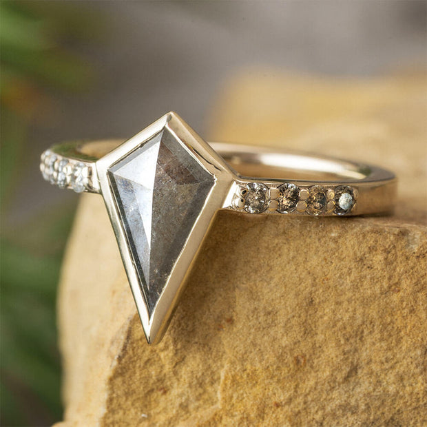 Kite Engagement Ring in White Gold