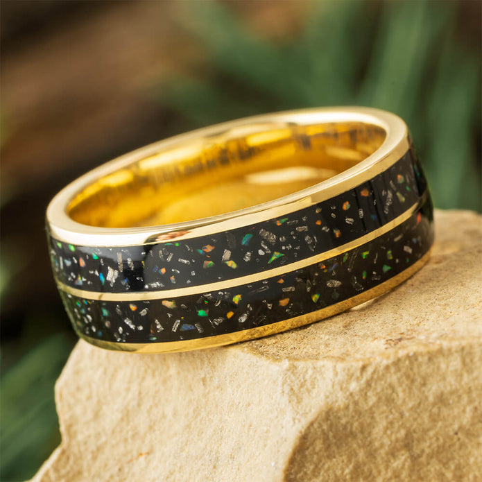 Men's Gold and Black Wedding Band