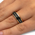 Black Opal Wedding Band on Hand