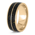 Men's Meteorite Ring with Black Opal Stardust