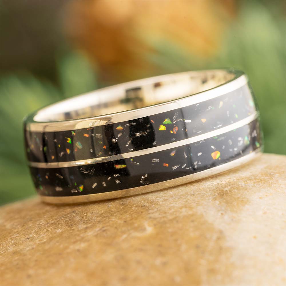 Night Sky Wedding Band with Stardust