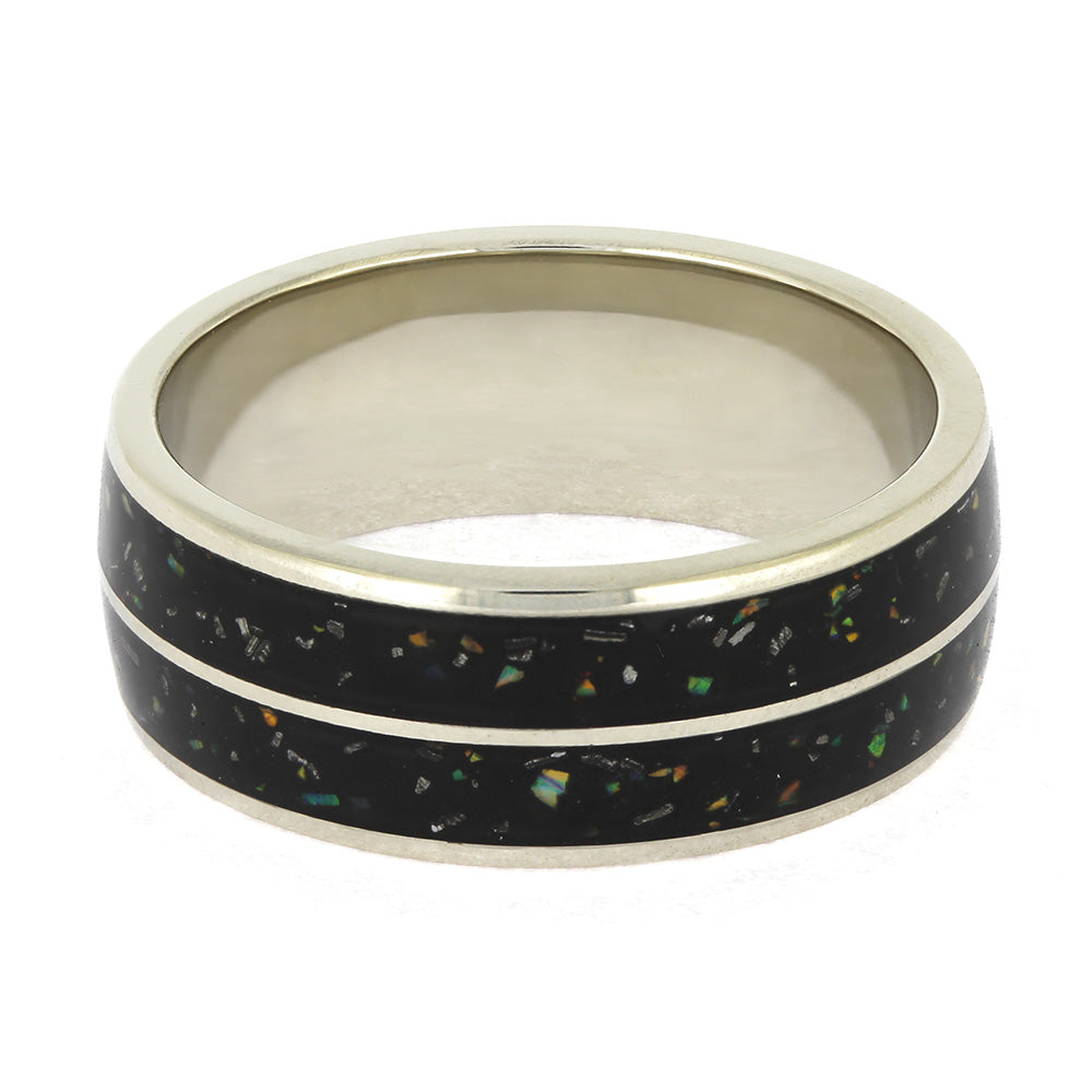 Stardust Wedding Band with Opal