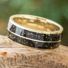 Opal Wedding Band for Men with Meteorite