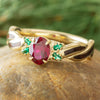 Custom Engagement Ring with Birthstones and Redwood
