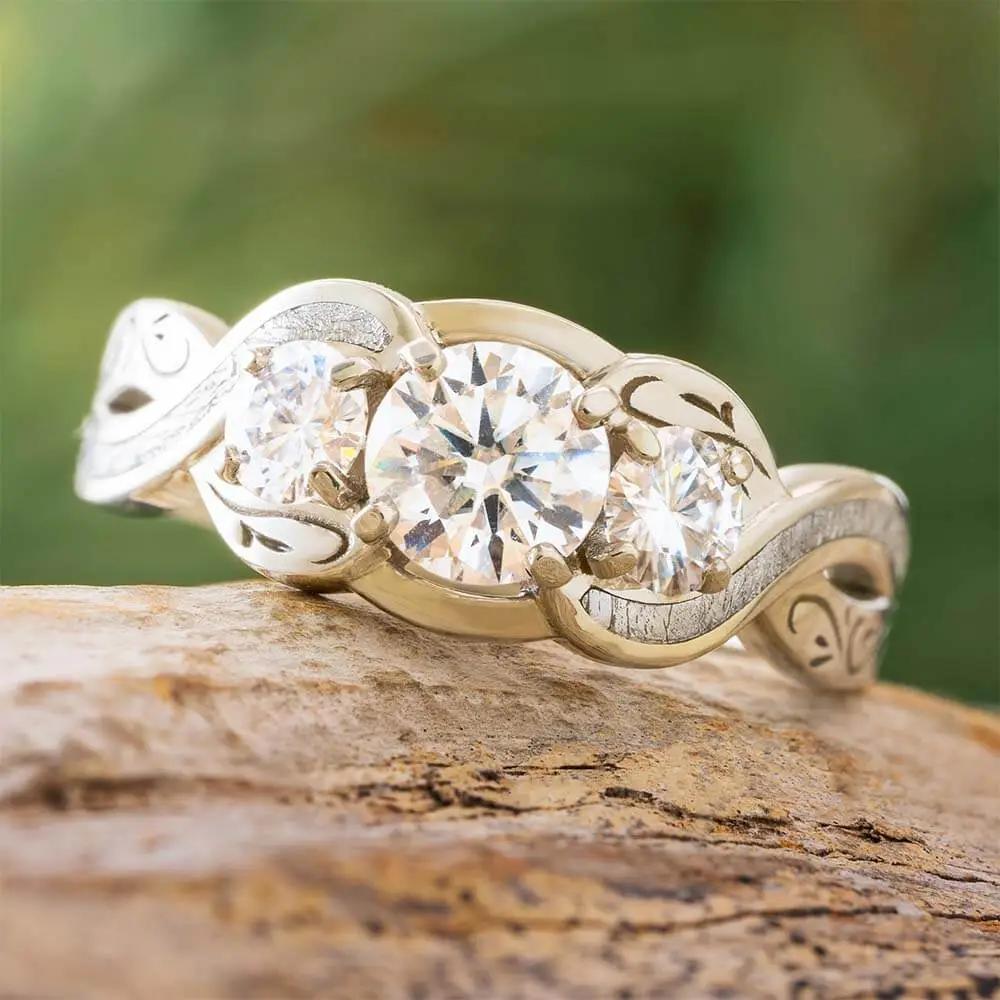 White Gold Engagement Ring with Filigree