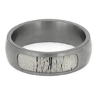 Matte Titanium and Antler Ring for Men