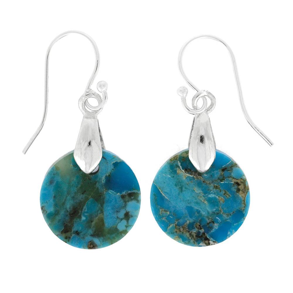 Kingman blue basin turquoise earrings. buy Genuine blue turquoise. 8 x 26 mm dangle earrings. Beautiful turquoise.