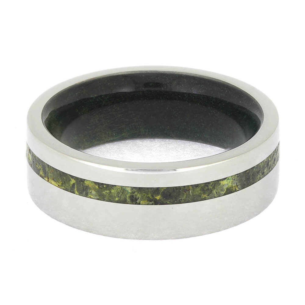 Titanium and Wood Ring with Green Stone