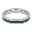 Green malachite wedding band in titanium