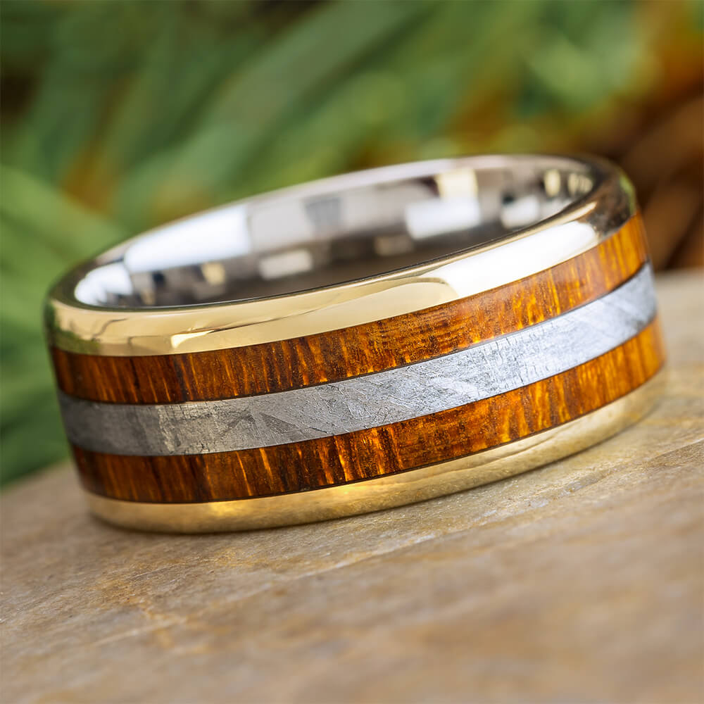 Ironwood and Meteorite Wedding Band