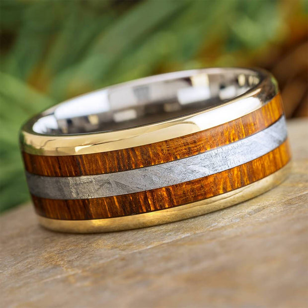 Ironwood and Meteorite Wedding Band