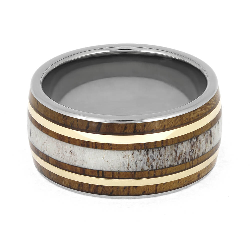 Wood and Antler Ring for Men