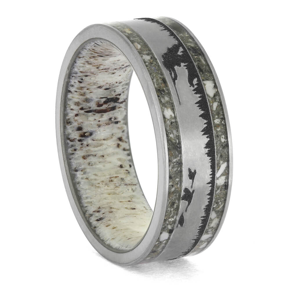 Deer Hunting Memorial Ring with Ashes