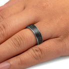 Meteorite and Stardust Wedding Band On Hand