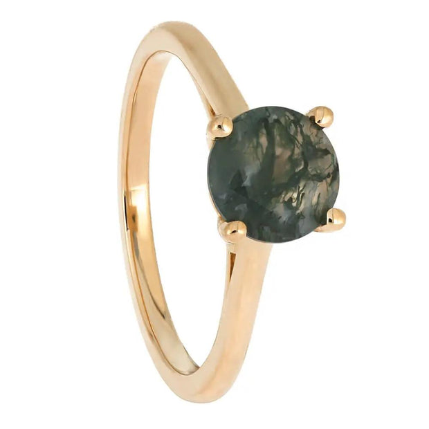 Moss Agate Solitaire in Rose Gold