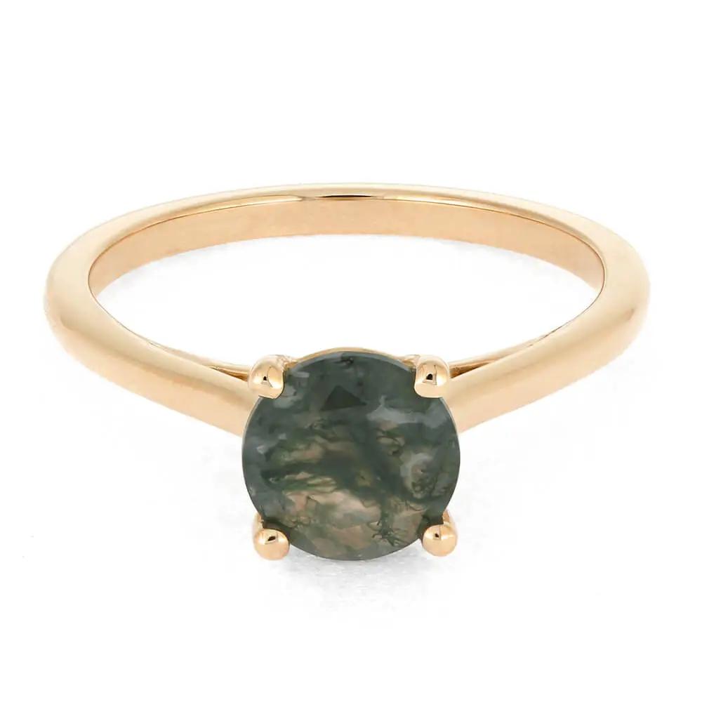 Moss Agate Engagement Ring