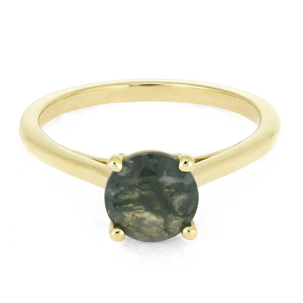 Moss Agate Engagement Ring