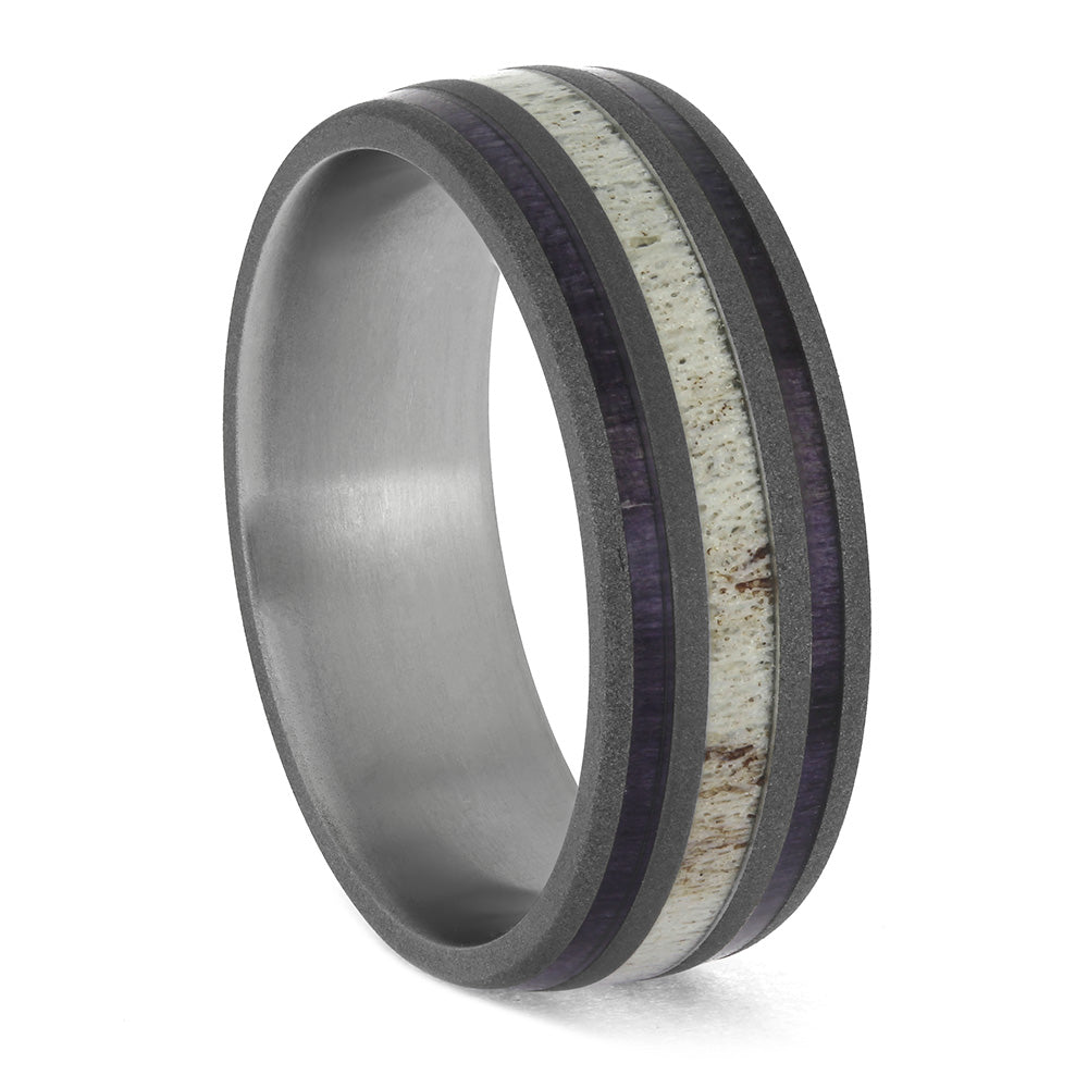 Deer Antler and Wood Ring in Titanium