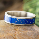 Blue Opal Stardust Wedding Ring for Men