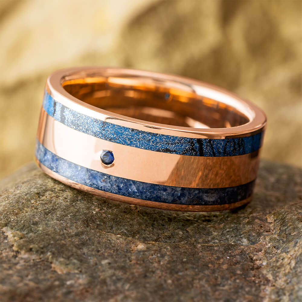 Rose Gold and Mokume Gane Wedding Band