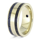 Mokume Gane and Sapphire Wedding Band for Men, White Gold