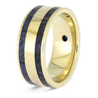 Blue Sapphire Wedding Band with Mokume Gane