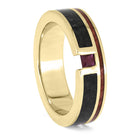 Men's Yellow Gold Wedding Band with Ruby